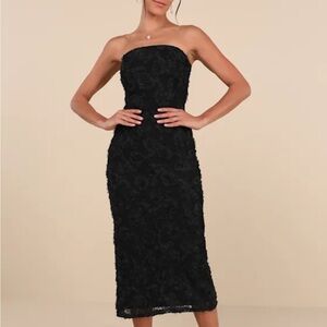Lulu's Black Lace Strapless Dress